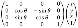 Rotation matrix about the x-axis Rotation matrix about the x-axis