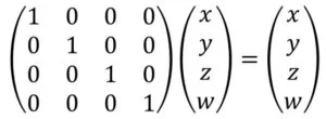 Identity matrix: multiplying it by any vector gives the same vector Identity matrix: multiplying it by any vector gives the same vector